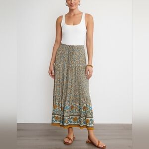Prairie Floral Print Pocket Maxi Skirt Small